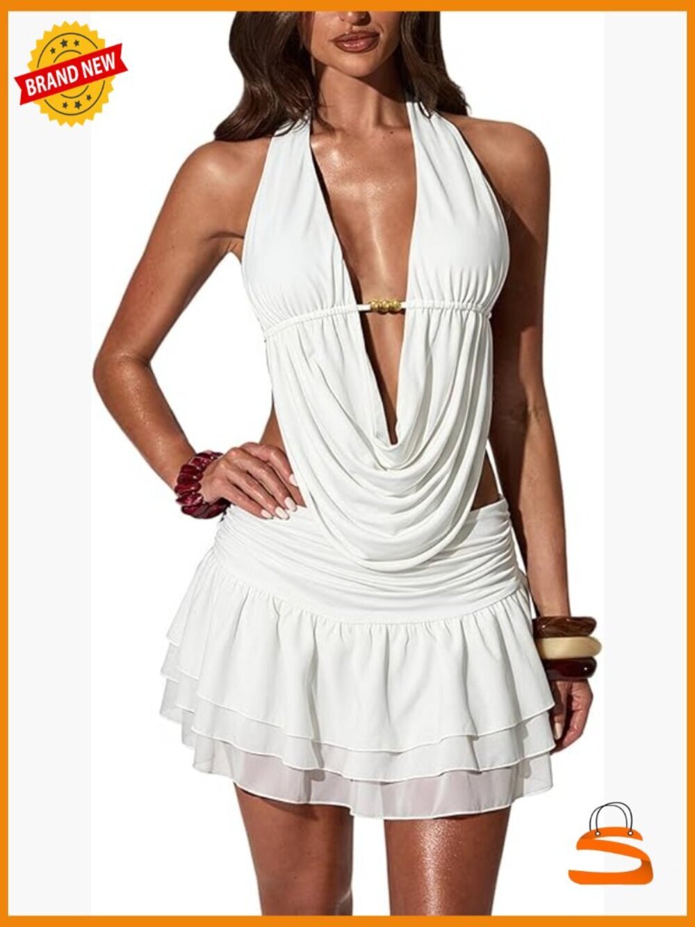 Y2K 2 Piece Set Halter Top & Mini Skirt Rave Club Party Outfit